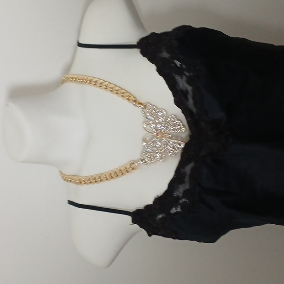 *NWT* Natasha Goldtone Bridal Whimsical Rhinestone Butterfly Statement Necklace - Picture 3 of 16